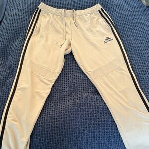 Adidas Men's Cream Joggers with Black Stripes Tiro